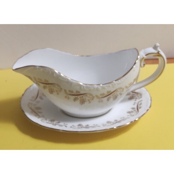 Vintage Coalport England Gravy Boat & Underplate "Burgundy" Pattern - Picture 14 of 14